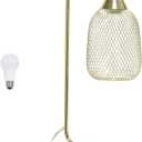 Elegant Designs LD1060-GLD-LB 19" Industrial Mesh Wire Desk Lamp with LED Bulb, Gold