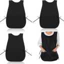4 x Tucnoeu 4 Pack Black Waterproof Apron Cobbler Apron Unisex Work Aprons with 2 Deep Pockets, Fast Drying Polyester for Cleaning Painting Work Artiest Aprons Kitchen