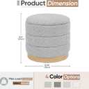 Round Storage Ottoman with Reversible Tray Lid, Folding Chenille Fabric Footrest with Hidden Storage, 15.4" Footstool for Small Spaces Living Room Bedroom, Wood Grain Base, Sliver Grey, 15.4"D x 15.4"W x 14.6"H