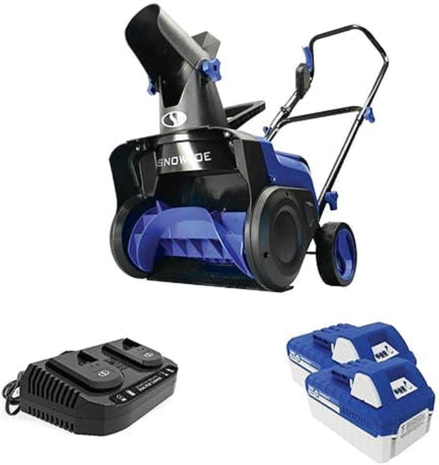 Snow Joe 24V-X2-SB15 48-Volt IONMAX Cordless Single-Stage Snow Blower Kit, 15-inch, Brushless 750W Motor, w/ 2 x 4.0-Ah Batteries + Dual Port Charger
