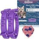 Glovv Flea & Tick Collar for Cats 2 Pack, 16 Months Natural Collars, Effective Cat Flea and Tick Treatment, Waterproof Adjustable Large & Small Cat Flea Tick Control for Kittens