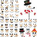 3 x 44pcs Snowman Face Stickers for Crafts Cute Christmas Ornaments Vinyl Snow Man Face Decals Xmas Winter Holiday Stickers for Window Glass Cups Balls Jars Wall Party Supplies Home Decoration(face44)
