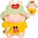 3-Piece Doll Clothes Designer Kawaii Knit Sweater Set for 17cm Doll, Cute Doll Outfit with Accessories for Dress-Up or Display - Yellow (No Doll)