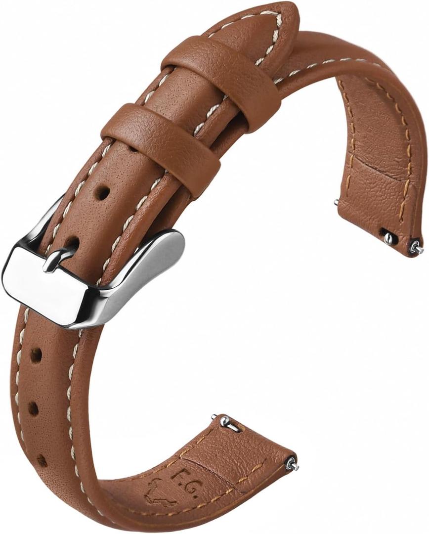Fullmosa Watch Band, Quick Release Leather Watch Strap for Men Women, Replacement Bands Width 12mm 14mm 16mm 18mm 19mm 20mm 21mm 22mm 24mm