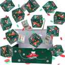 BABORUI Christmas Surprise Gift Box Explosion for Money, Christmas Explosion Gift Box with Confetti, Surprise Pop Up Money Box for Merry (Green)