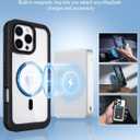 Magnetic Case Designed for iPhone 16 Pro Max Case with Belt Clip Holster, Magnetic Wireless Charging, Anti-Yellowing, Full-Body for Clear Phone Case iPhone 16 Pro Max (Clear & Black)