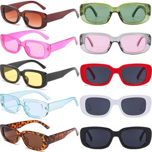 Eyegla Sunglasses Bulk Rectangle Sunglasses Party Favor 90s Glasses Shades Sunnies for Women 6/8/10Pack (6 Pack, Mix Color)