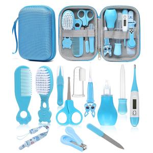 Baby Healthcare and Grooming Kit, Safety Newborn Nursery Baby Care Kit, with Hair Brush Comb, Nail Clipper, Thermometer, Pacifier Clip, Baby Registry Search, Baby Girl Boy Newborn Essentials (Blue)