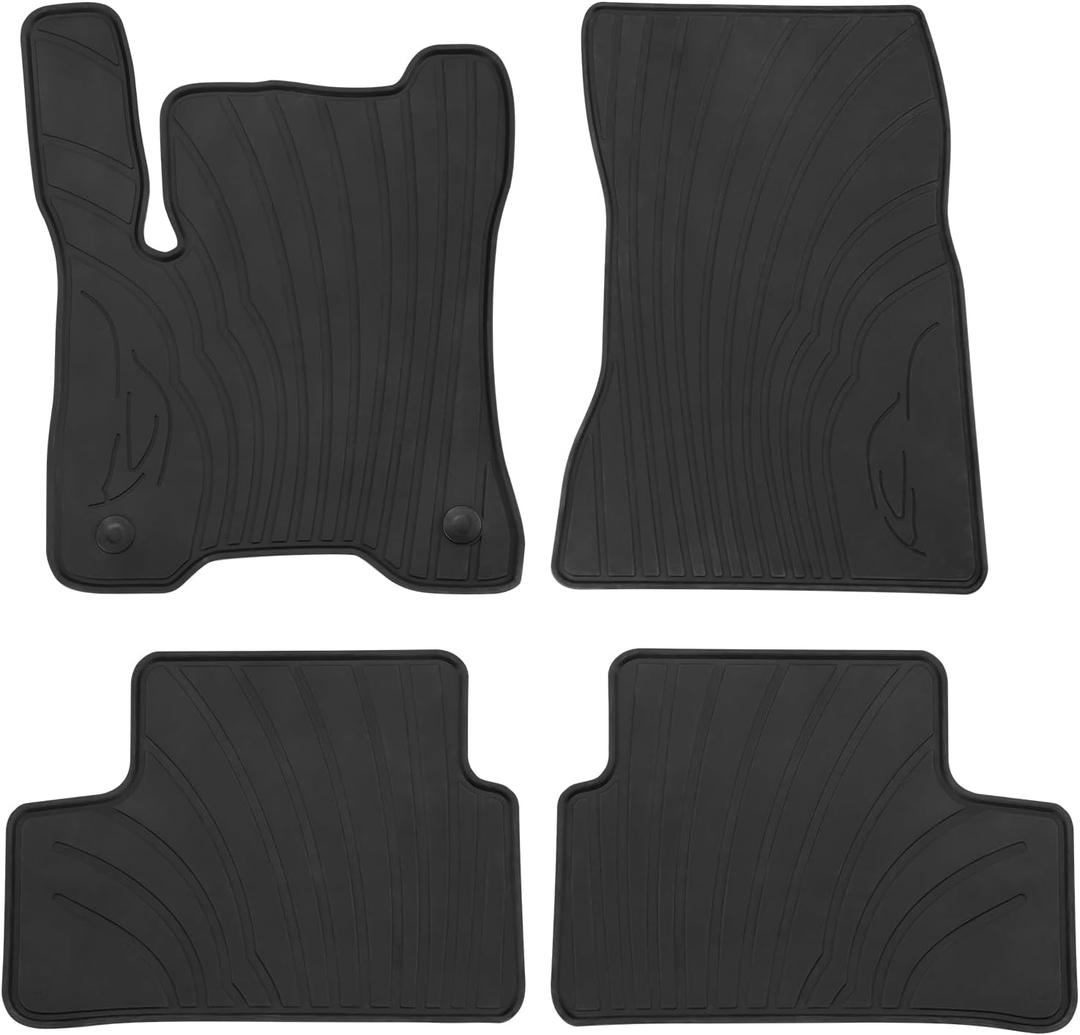 Car Floor Mats Custom Fit for Mercedes Benz EQA EQB (X243) 250 300 350 2020-2025 (2rd Split Type) Full Black Rubber Auto Liner Mats All Weather Protection Odorless