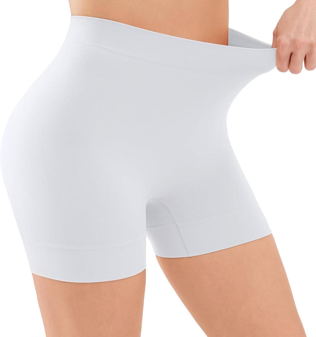YADIFEN Slip Shorts for Under Dresses, Smooth Boyshort Panties for Women Anti Chafing Underwear Seamless Yoga Shorts (Small, 1pk-white)