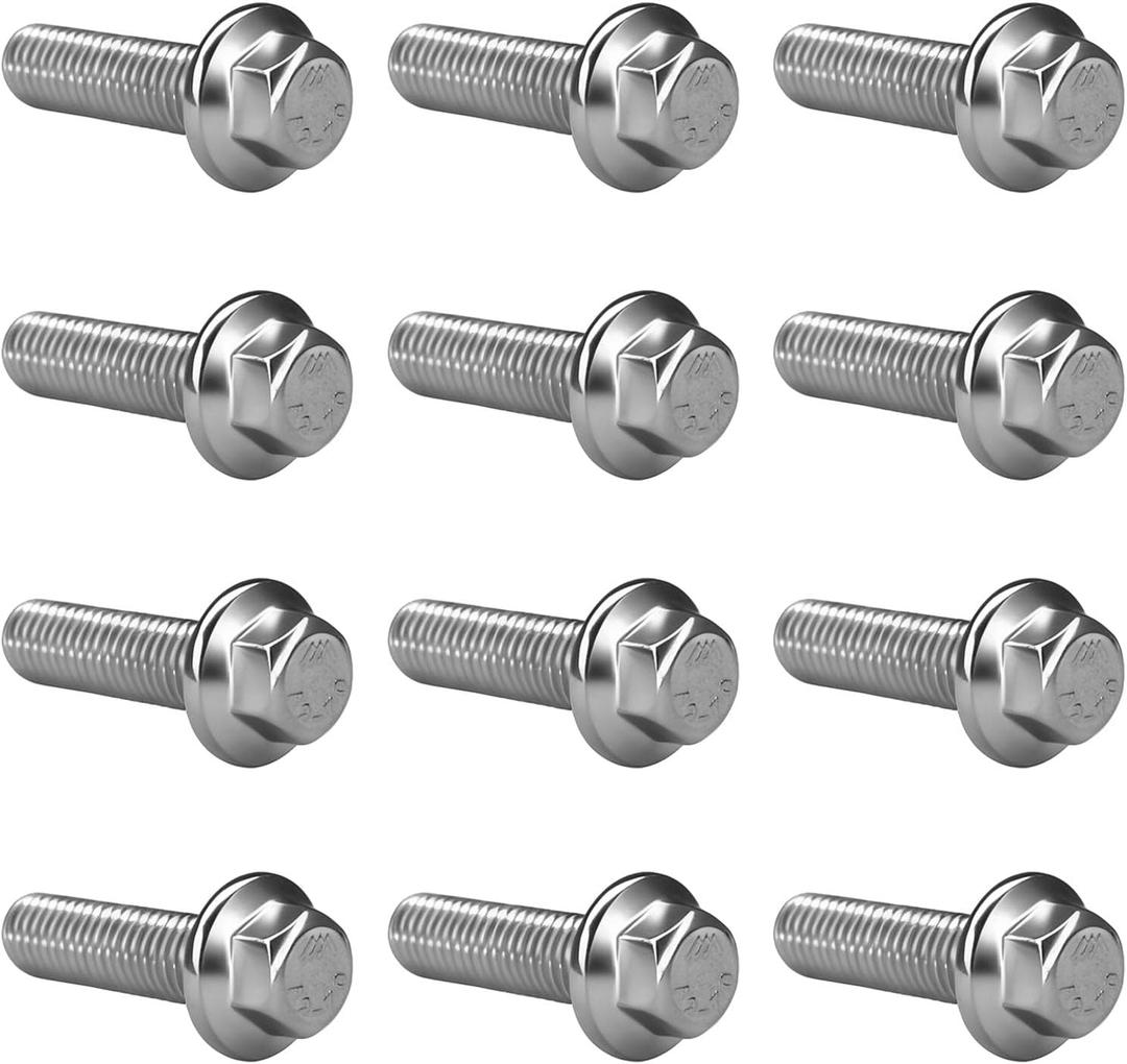 12PCS ES75120 5.3 LS Exhaust Manifold Bolts, 10.9 Header Bolts Exhaust Manifold Hardware Kit Replacement for Chevy Silverado Suburban Gmc Buick LS Series Engines LSX LS2 LS3 LS6 LS7