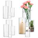 5 Pack Glass Cylinder Vases Tall Clear Flower Vase Hurricane Floating Candle Holder for Table Centerpiece Wedding Home Decor
