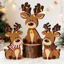 3 Pcs Christmas Wooden Signs Xmas Reindeer Wood Tabletop Signs Elk Desktop Centerpieces for Farmhouse Home Tiered Tray Shelf Cabinet Table Decor