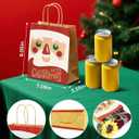 Sipthene 24 Pack Christmas Gift Bags with Handles, Kraft Paper Goody Treat Bags for Holiday Present Wrapping (6 Designs, 9" x 7" x 3.3") - for Xmas Party Favors, Classroom, Wedding Decor Supplies Bulk