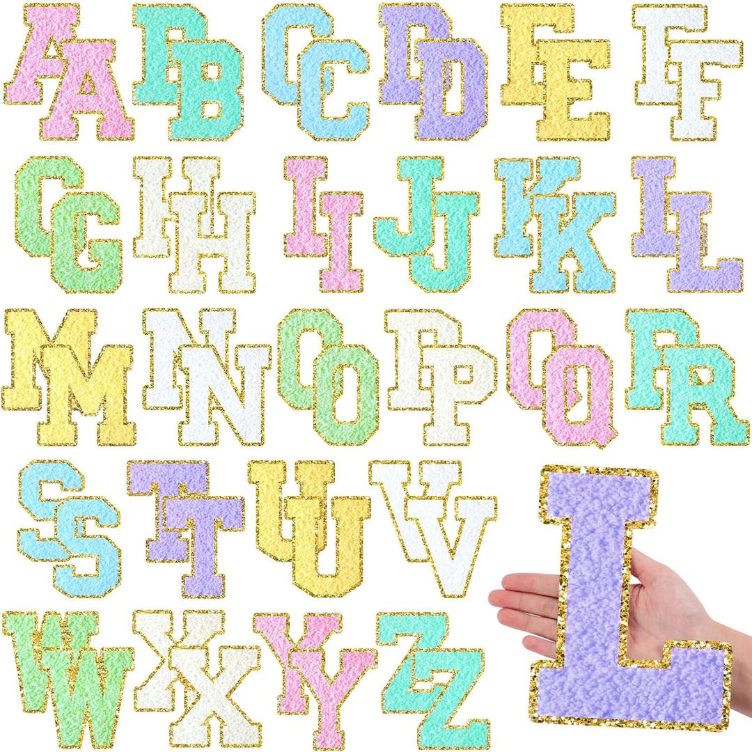 Mooliwe 52 Pcs 7 Inch Large Bulletin Board Letters with Adhesive Dots Alphabet Poster Cutout Letters for Bulletin Board Display Poster Classroom School Party Decor(Chenille,Colorful)