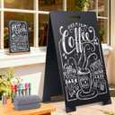 A-Frame Chalkboard Sign 16"x32" Double-Sided Sandwich Board with 8x12 Tabletop Chalkboard, Liquid & Regular Chalk Markers, Foldable Sidewalk Blackboard Menu Board for Business, Caf & Restaurant