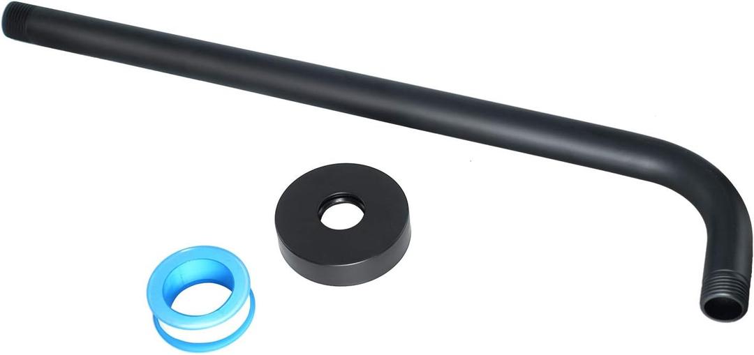 NearMoon Shower Arm, Extra Extension Arm with Flange, Stainless Steel Wall-Mounted Showerhead Extender Pipe (15 Inch, Matte Black)