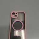 BERFY for iPhone 13 Case, Compatible with MagSafe, Built-in Privacy Screen Protector and Camera Protection, Anti-Spy Full Body Shockproof Clear Phone Case for 13 6.1", Pink