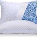 Cooling Pillow for Sleeping, CertiPUR-US Shredded Memory Foam Queen Pillow Set of 1, Cool Pillow for Hot Sleepers Adjustable Firm Pillow for Side, Back, Stomach Sleepers Soft Yet Support, White