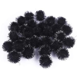 YYCRAFT 100pcs Glitter Tinsel Pom Poms Sparkle Balls for DIY Craft/Christmas Party Decoration/Cat Toys(25mm,Black)