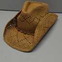 Straw Cowboy Hat, Western Cowgirl Hat, Wide Brim Sun Beach Hat for Men and Women