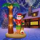 Liliful 8 Ft Tall Christmas Santa Inflatable Outdoor Decorations Hula Santa Claus on Beach Palm Tree Outdoor Xmas Blow Up Yard Decoration with LED Lights for Christmas Party Outdoor Garden Lawn Patio