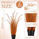 Jexine 2 Pcs 4 ft Fall Artificial Tall Grass Plants in Pots, Autumn Orange