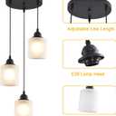 3 Lights Industrial Pendant Light with Glass Shade Matte Black Pendant Lighting Adjustable Industrial Retro Style Hanging Light,Kitchen Island Farmhouse Pendant Lights Fixtures for Kitchen,Farmhouse