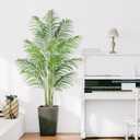 Artificial Palm Tree 6ft Tall Fake Palm Tree Indoor Decor with 18 Leaves and Real Bark Design Faux Tropical Areca Palm Silk Floor Plant in Pot for Home Office Living Room Bedroom Decor 1pcs