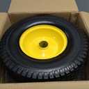 AR-PRO (2 Pack) 13x5.00-6 Flat Free Front Tire and Wheel Assembly, Solid Riding Lawn Mower Wheels, 3"-6" Offset Hub (Adjustable), 3/4"&5/8"&1/2" Bearing, 400 lb Load