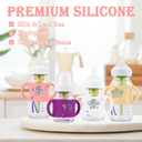 4 Pack Baby Bottle Handles, Silicone Bottle Handles for Dr Brown Wide-Neck Baby Bottles (White+Pink+Purple+Yellow)