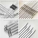 Large Metal Skewers For Grilling,Shish Kebab Skewer 23.6" Skewers For Kabobs Flat Barbecue Skewer Stainless Steel BBQ Grill Stick for Meat, Chicken, Shrimp, Fruit, Vegetables
