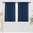 RYB HOME Blackout Curtains for Bedroom - Small Window Treatment Panels Full Privacy Thermal Insultaed Solar Drapes for Bathroom Dining Basement, Wide 42"  x Long 45", Navy, 2 Pcs