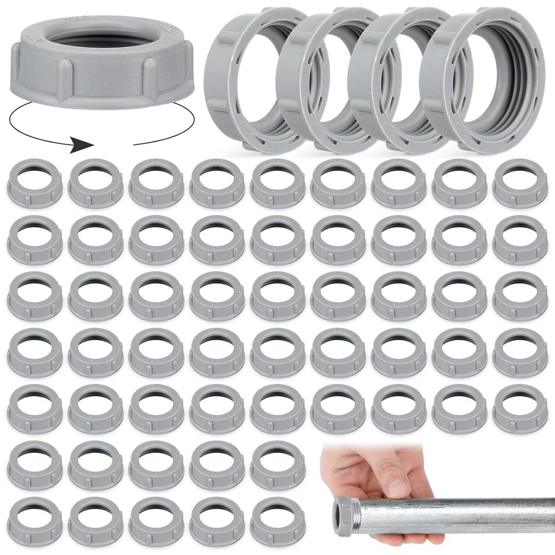Pushglossy 100 Pcs Plastic Insulating Bushing Threaded Electrical Bushings for Emt, Rigid or Imc Conduit Fitting (3/4 Inch)
