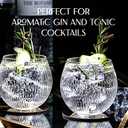 Vintage Art Deco Gin and Tonic Balloon Glasses | Set of 4 | 13.5 oz Stemless Crystal Copas for Drinking Gin Cocktails | Retro Gift Goblets for Gin Lovers | Bubble Cups for Bar Drinks