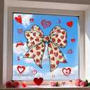 4 x 2 Sheets Valentine's Day Window Clings Romantic Red Heart & Bow Designs Happy Valentine's Day Decor Electrostatic Windows Stickers Decals for Home Holiday Party or Office Decorations