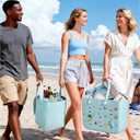 BAGSMART Beach Bag for Women, Water-resistant Rubber Tote Bag, Sandproof Vacation Essentials for Summer Swim Cruise Pool