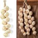 Artificial Garlic String, 1 Pack Simulation Artificial Lifelike Fake Vegetable Artificial Garlic Hanging String Photography Props for Home Office Kitchen Harvest Decoration (White Garlic, 1pc)