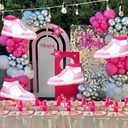 2 x Girl Basketball Sneaker Balloon Princess Shoes Mother's Day Birthday Foil Balloon Bridal Shower Tennis Sports Logo Decoration (Pink 4 Pcs)