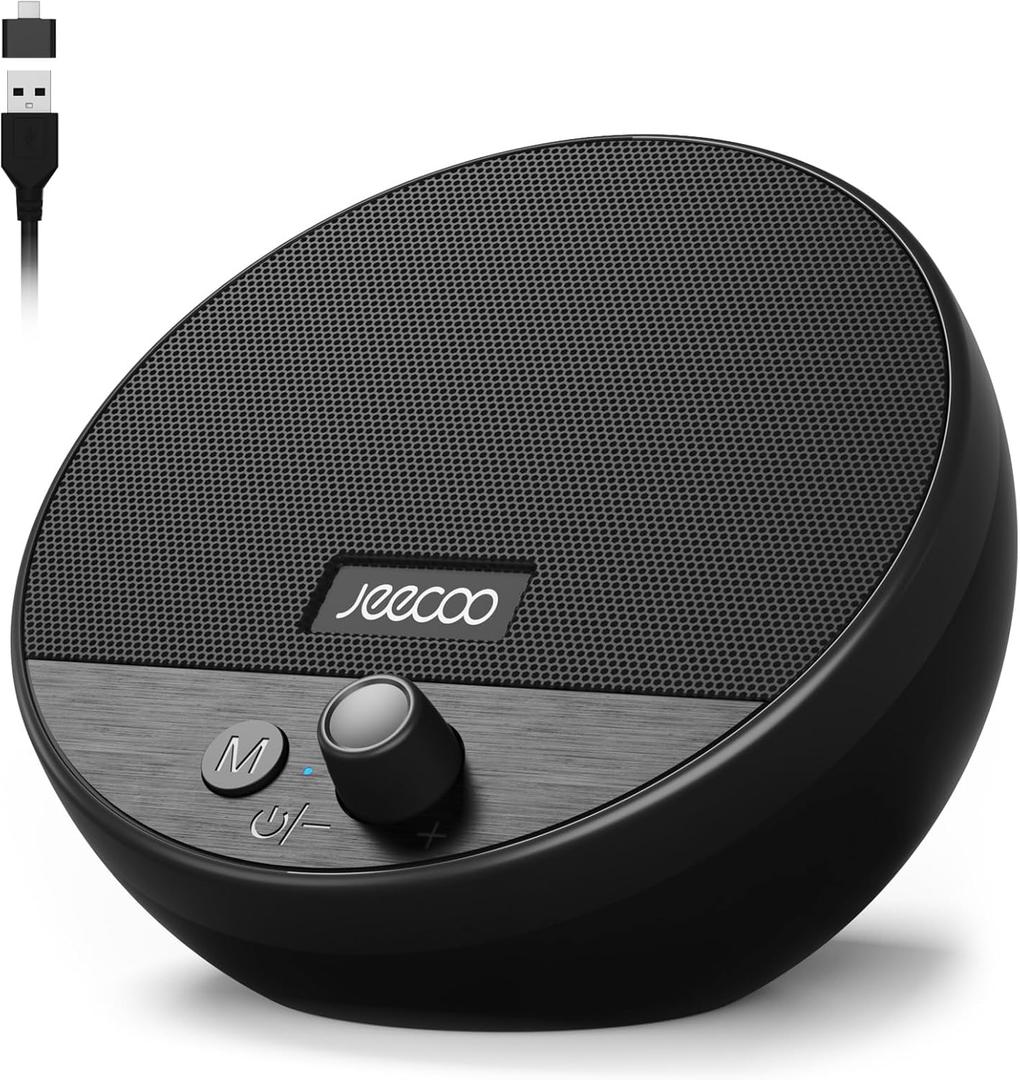 Jeecoo A10 USB Plug-N-Play Laptop Speakers Bluetooth Computer Speakers with Small & Portable, Easy-Access Volume Knob, Small Speaker for PC Desktop Monitor Mobile Devices(Single), Black