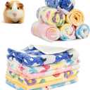 PETKNOWS 6PCS Guinea Pig Fleece Blankets, Washable Small Animal Fleece Bedding Cage Liners Absorbent Pet Pee Pad Sleep Mat Pad Cover for Hamster Ferret Rabbit Chinchilla Hedgehog