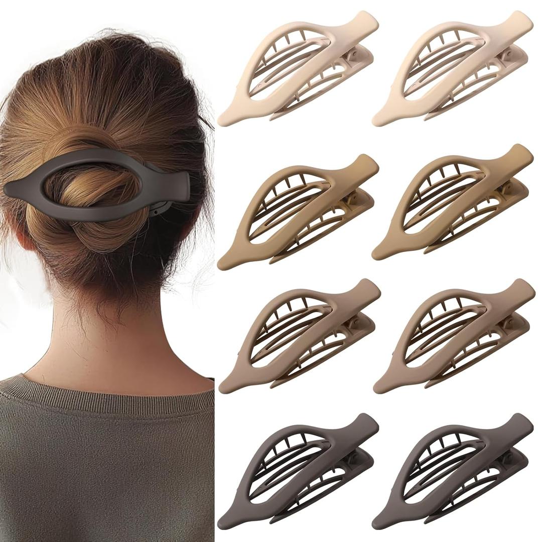 8 Piece French Flat Hair Clips for Women – Matte No-Slip duckbill Claw Barrettes for Thick & Thin Hair, Side Slide Volume Clips for Girls