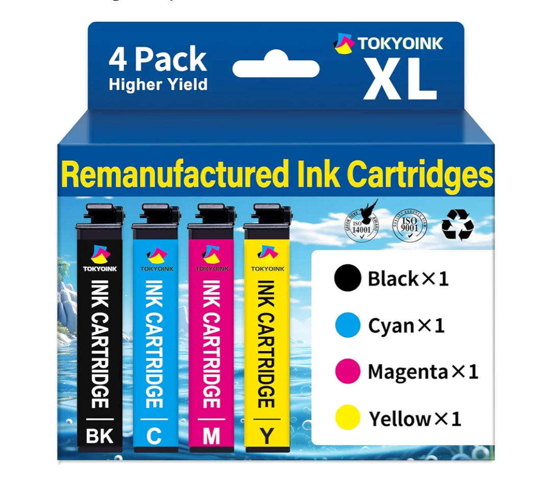 TOKYOINK 822XL Ink Cartridges Combo Pack Remanufactured Replacement for Epson 822 Ink Cartridge T822XL for Workforce Pro WF-3820 WF-3823 WF-4820 WF-4830 WF-4833 WF-4834 Printers Ink (4 Pack)