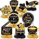 HOWAF 9 Pieces Retirement Party Decorations Black Gold Retirement Honeycomb Centerpieces Happy Retirement Table Decorations Table Centerpieces for Men and Women Retirement Party Supplies