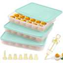 FACULX 3 Pack Deviled Egg Containers with Lid and 8 Pcs Deviled Egg Injector Piping Tool, Egg Organizer for Refrigerator, Fridge Stackable Countertop Portable Egg Platter (Green)