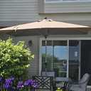 BLACK AND WHITE STRIPED LEAF 6' x 9' Rectangle Outdoor Umbrella for Patio with Tilt Adjustment, Patio Table Umbrella for 3 Year Fade Resistant, Aluminum Pool Market Umbrella for Deck, Garden, Patio, Poolside or Lawn