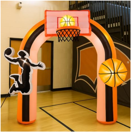 Vertintong 9 ft Giant Basket Inflation Arch for Basketball Party Decorate with 1 Blower and 5 LED Light for Basketball Team Coach Stadium