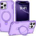 Compatible with iPhone 16 Pro Case 6.3'' with Magnetic Ring Stand [Military Drop Protection][Compatible with MagSafe] Shockproof 16 Pro Phone Case for Men Wowen,Purple