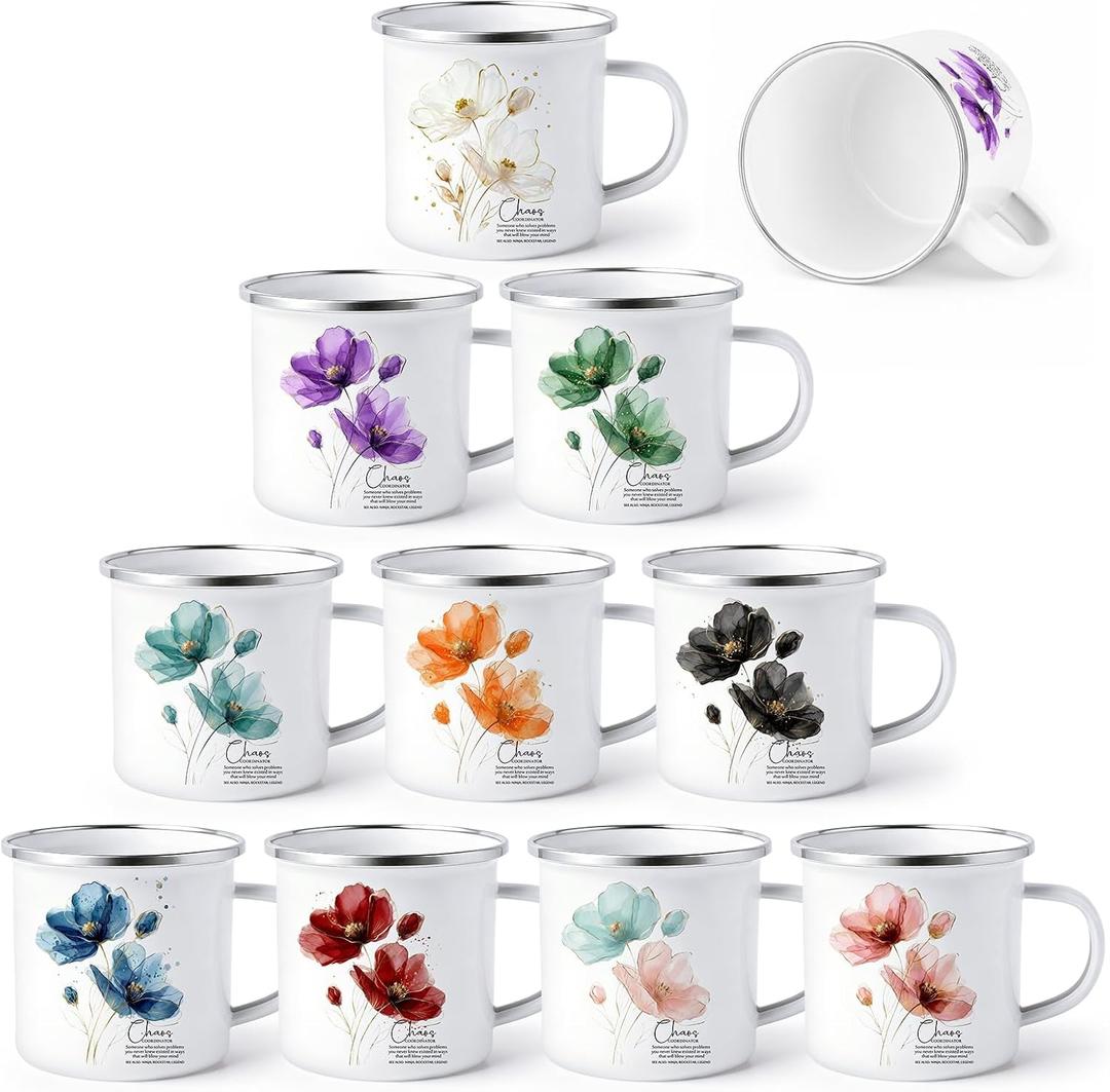 Norme 10 Pcs Chaos Coordinator Gifts Bulk Thank You Mugs Employee Appreciation Gifts 12 oz Funny Enamel Coffee Cups Gift for Mother's Day Graduation for Boss Manager Coworker Team Staff Teacher Nurse