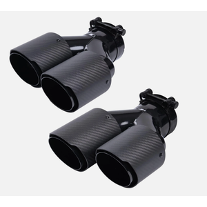 2Pack Carbon Fiber Dual Exhaust Tips 3" Inlet to 3.5" Outlet, Universal Tailpipe 3 Inch Exhaust Muffler Tips (Gloss)